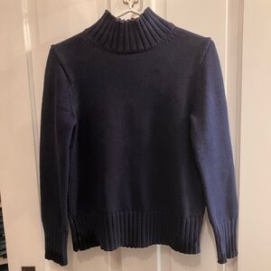 J. Crew Navy Ribbed Funnel Neck Heavy Cotton Sweater XS